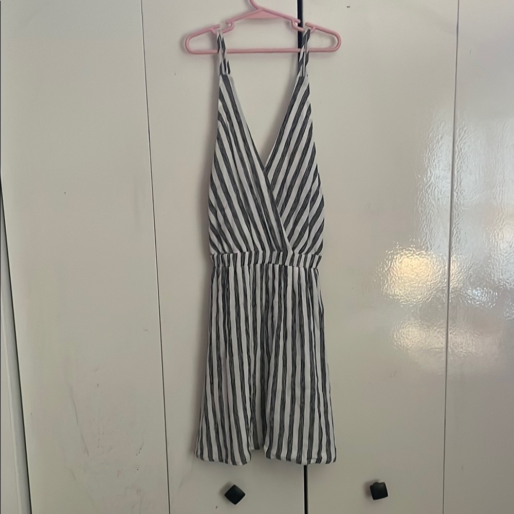 Lulu's Black and White Striped Backless Dress